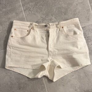 Levi's Off-White Denim High-Rise Cutoff Shorts